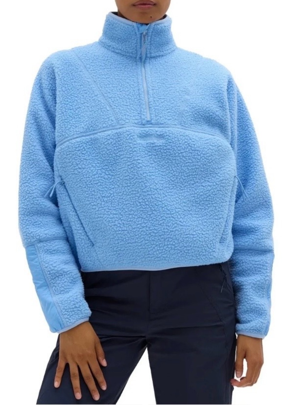 Halfdays Pieper Sky Blue Sherpa Quarter- Zip Fleece Pullover